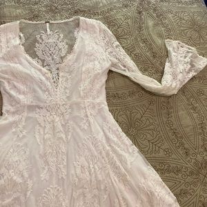 Free People Sheer White Lace Dress